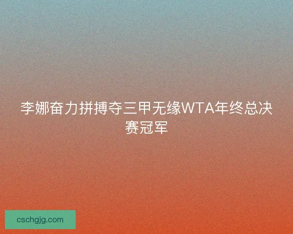 李娜奋力拼搏夺三甲无缘WTA年终总决赛冠军